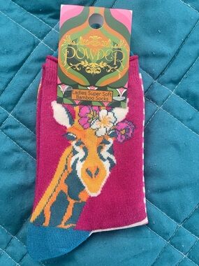 Powder Ladies Bamboo Socks - Pink Giraffe Design